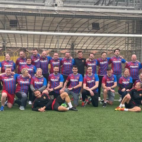 Mynd af MBA nemum og kennurum við Camp Nou í Barcelona